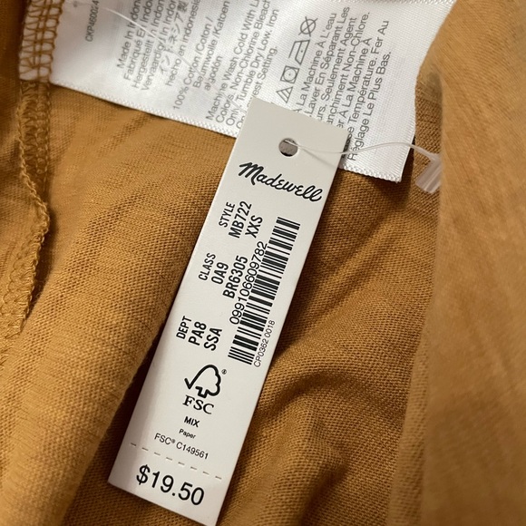 NWT Madewell Mustard Tee XXS - Picture 2 of 2